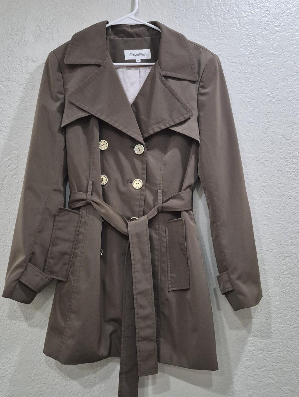 Calvin Klein Double-Breasted Trench Coat - Brown - Size L - Picture 3 of 16